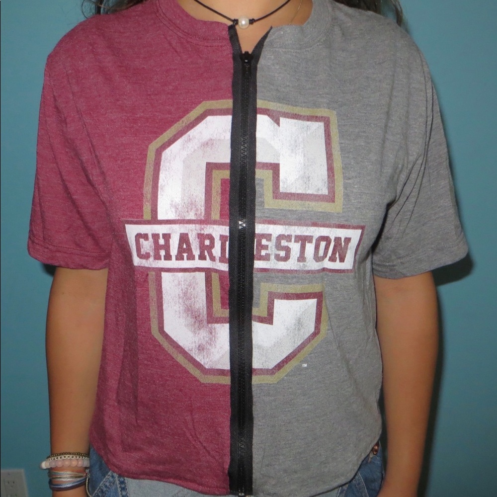 College of Charleston zippered tee NWOT